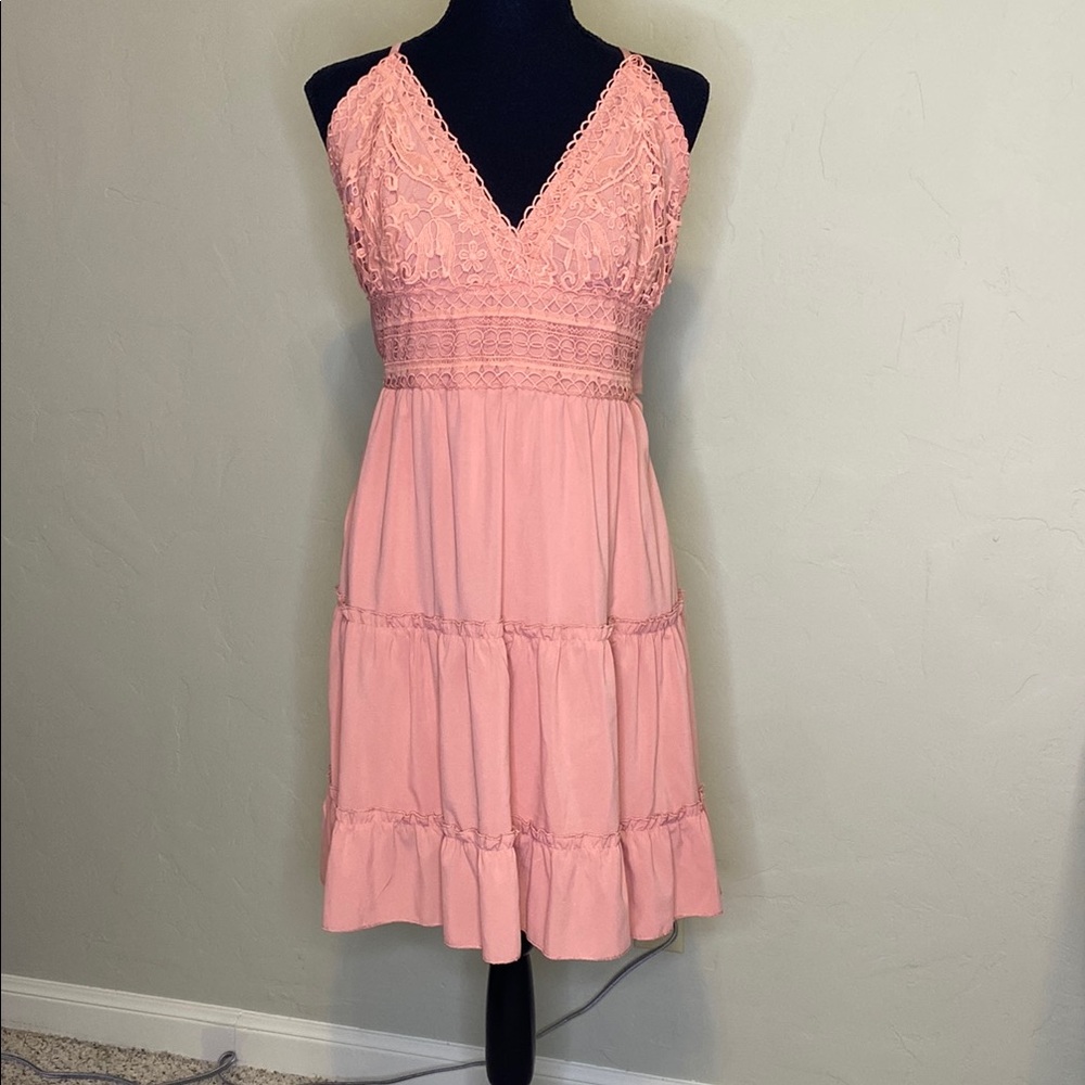 The Cutest Ecowish Peach Lace Dress